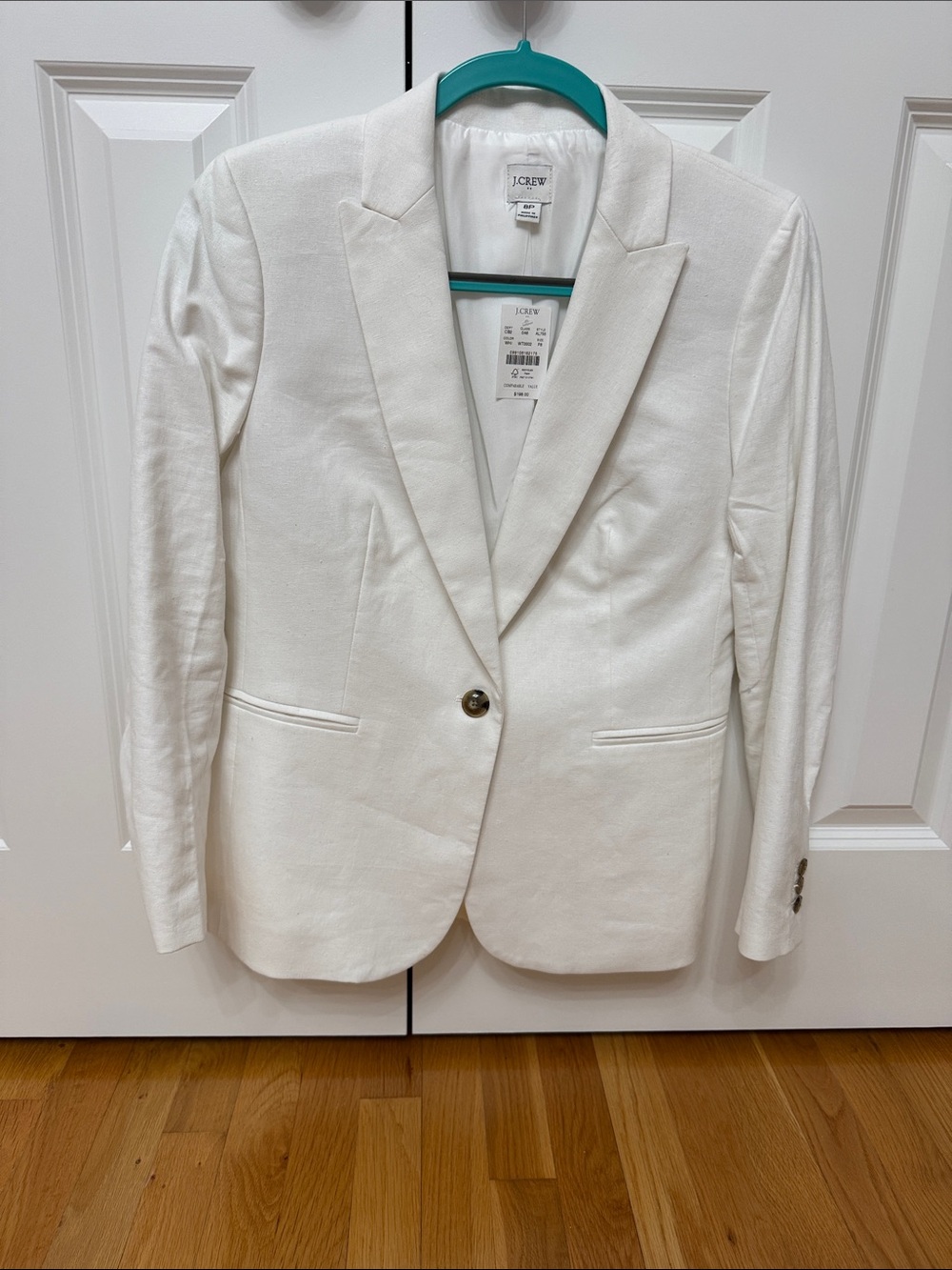 NWT - J. Crew Women's White Single-Button Tailored Blazer, 8P